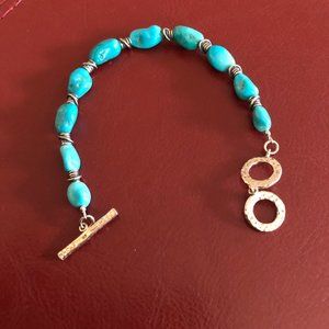 Turquoise Nugget Sterling Silver Toggle Bracelet